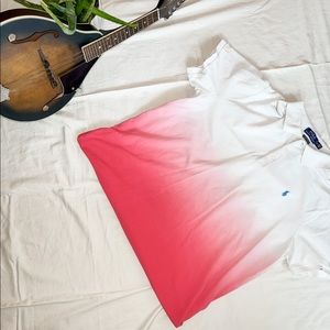 Custom Slim Fit Mens Polo by Ralph Lauren - Color: White-fade to-red